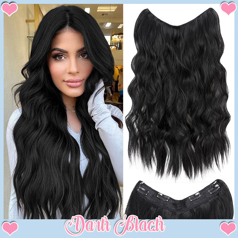 Clip-In Wavy Hair Extensions with Invisible Wire - Natural Synthetic Hairpiece