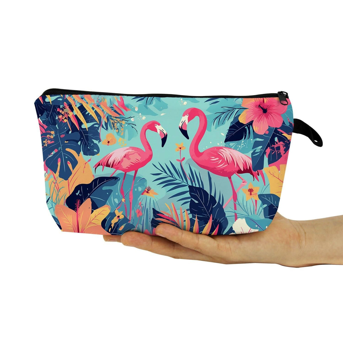 Cute Flamingo Makeup Bag with Zipper - Small Travel Organizer for Women