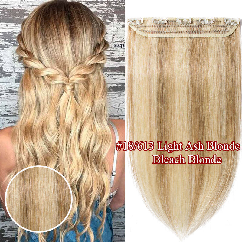 Invisible Wavy Clip-In Hair Extensions - Remy Human Hair, Half Head