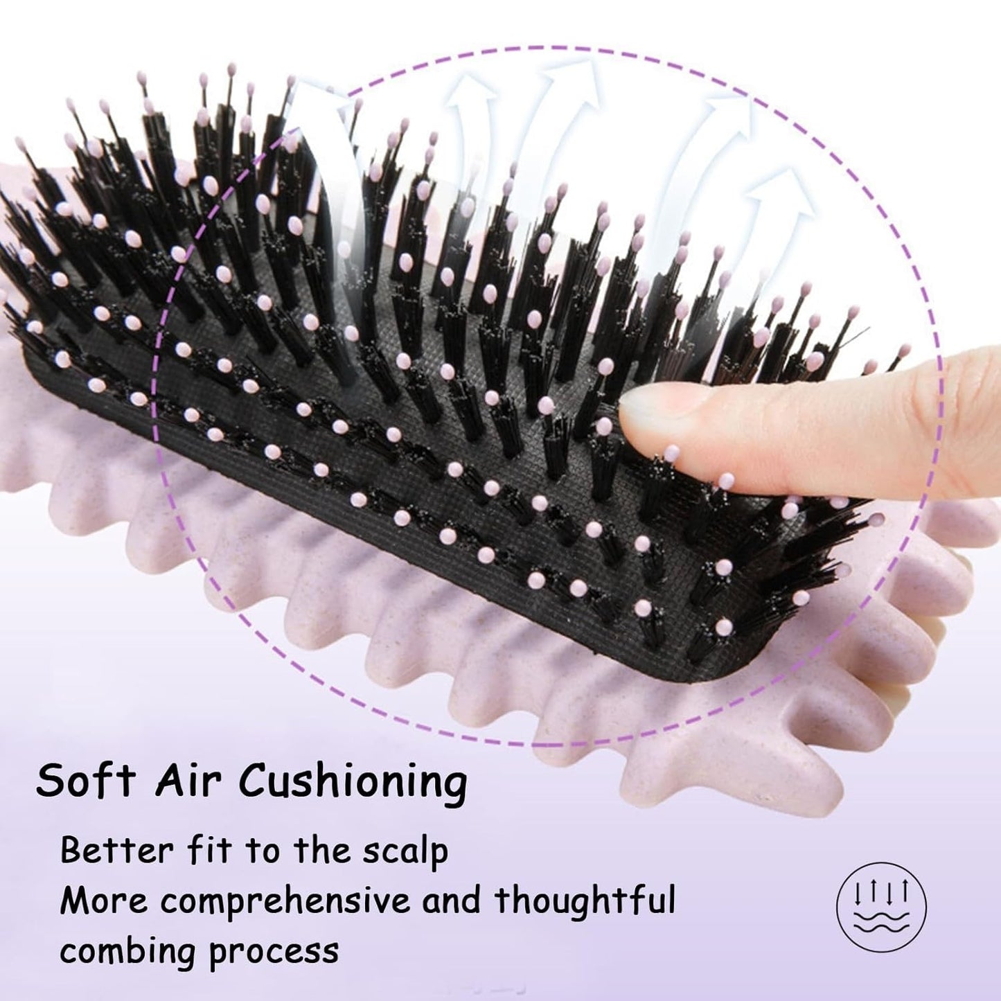 Ergonomic Curl Defining Hair Brush for All Hair Types - Gentle & Lightweight Purple