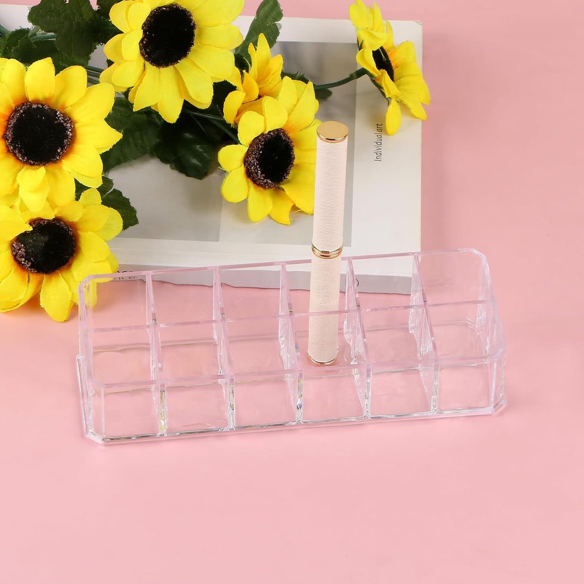 Acrylic Lipstick Organizer Case - 12 Slots Cosmetic Storage Box