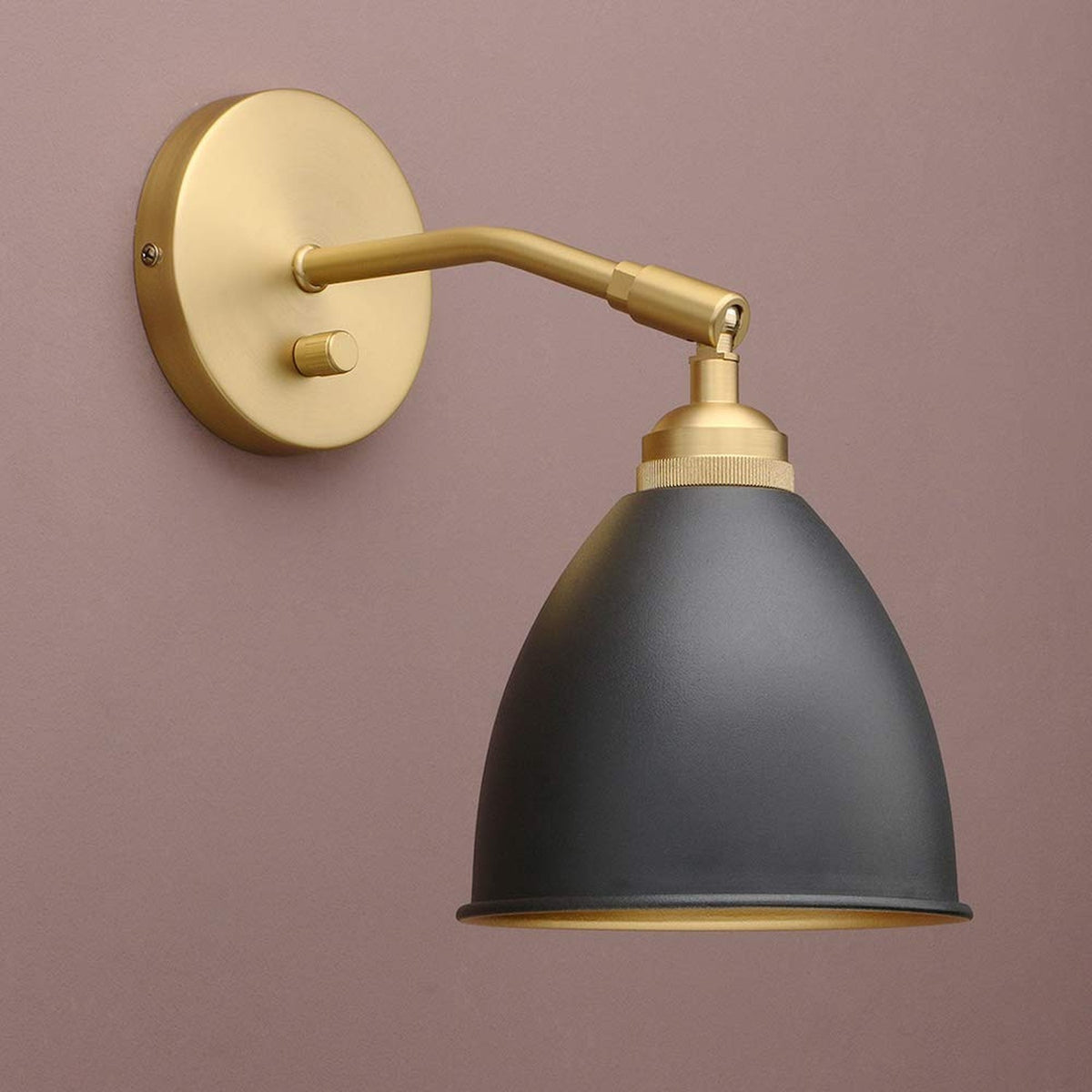 Vintage Wall Sconce Bookcase Light with Dimmable LED, Black Metal Shade
