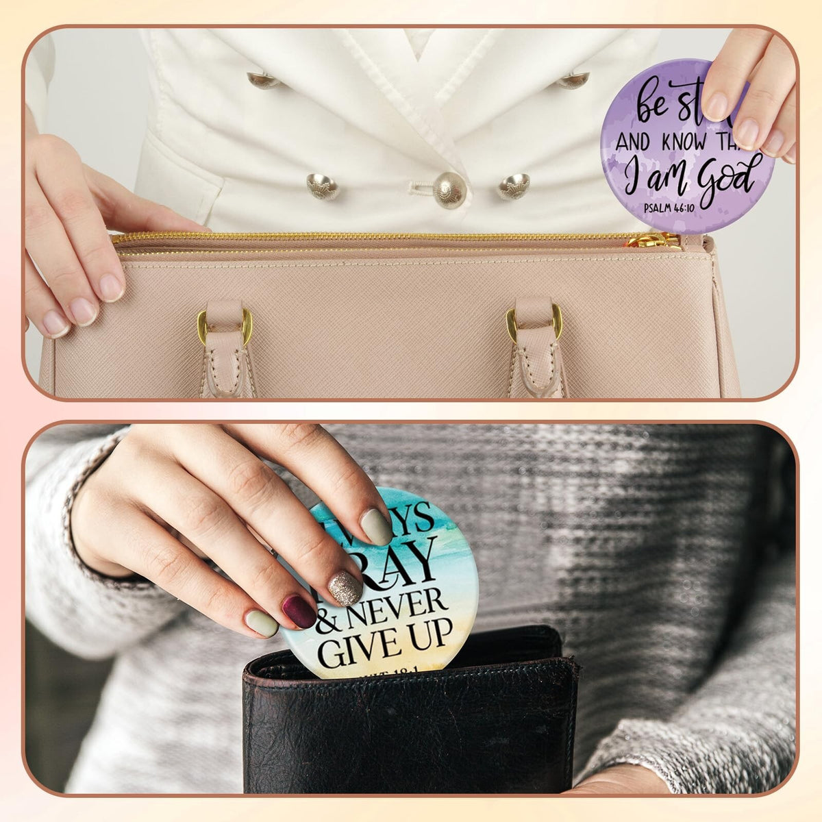 Mini Christian Compact Mirrors Set - Inspirational Bible Verse Pocket Mirrors
