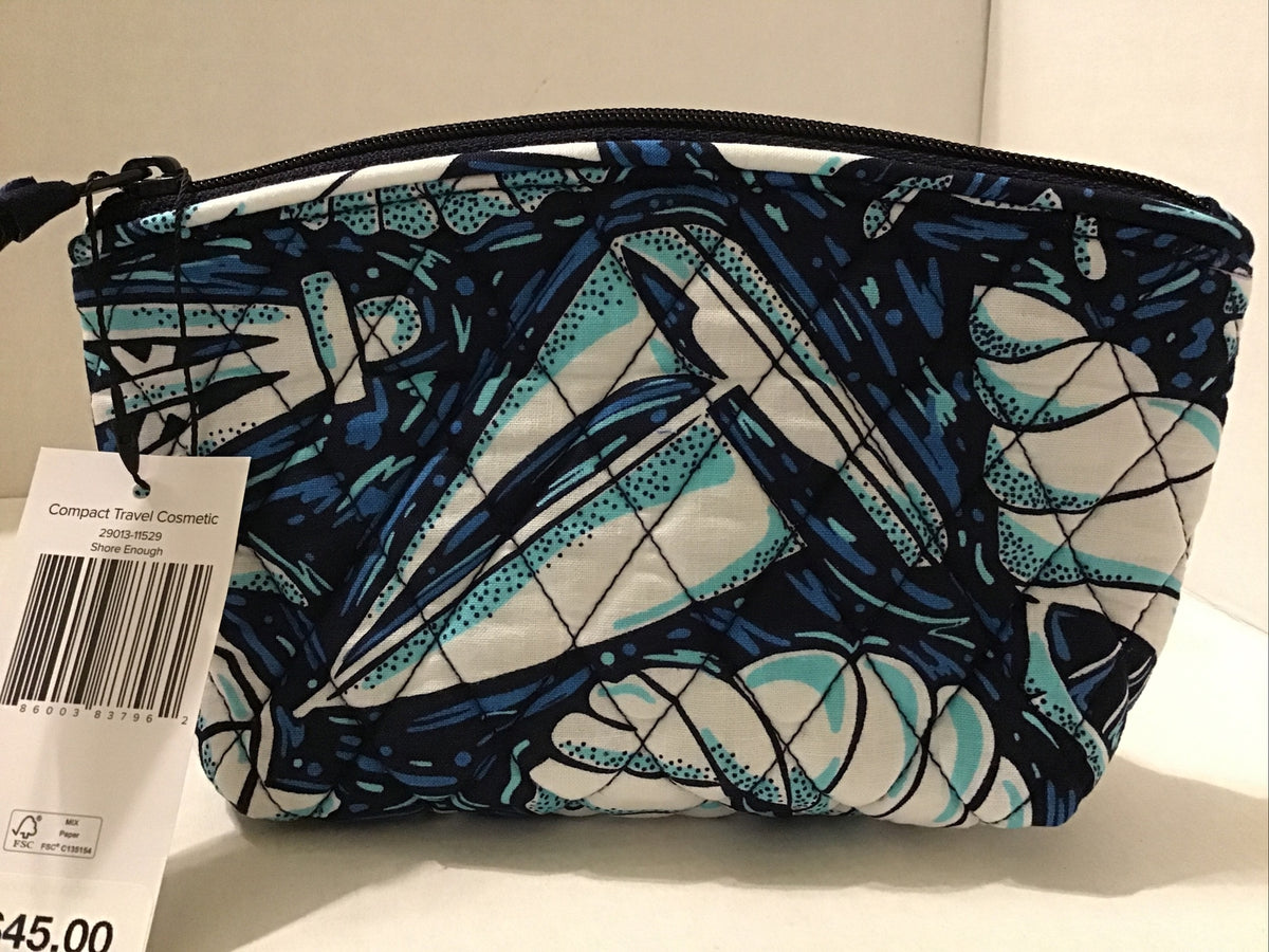 Vera Bradley Compact Travel Cosmetic Bag - Shore Enough Pattern, NWT