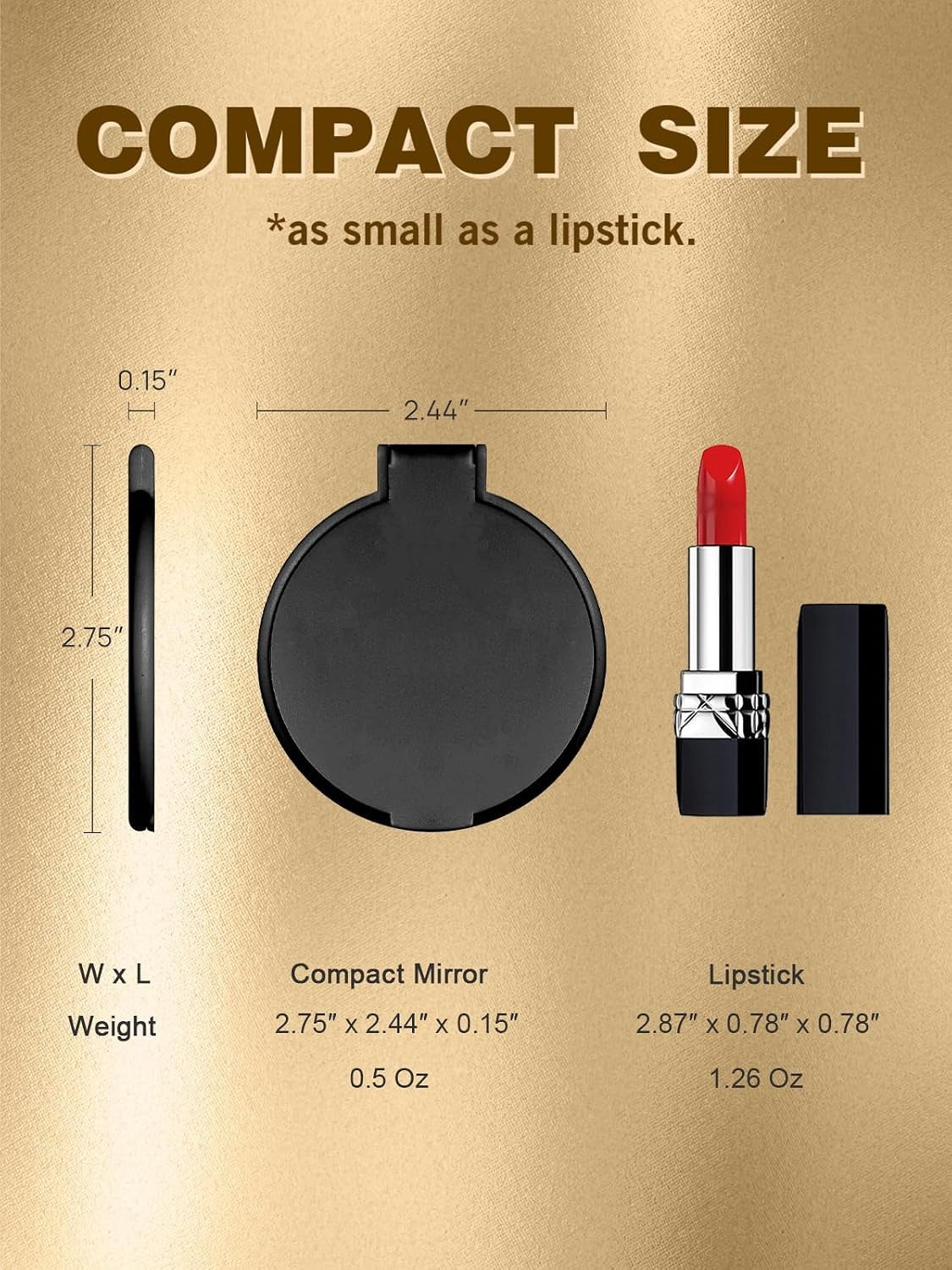 4 Pack Compact Round Makeup Mirrors for Purses - Black Portable Handheld