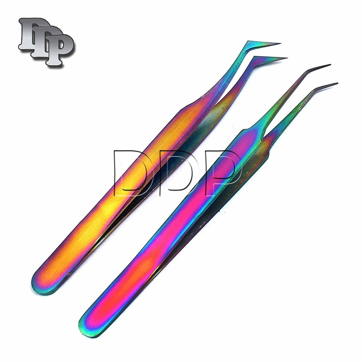 Multi Titanium Eyelash Extension Tweezers Set – Semi-Angled & Straight
