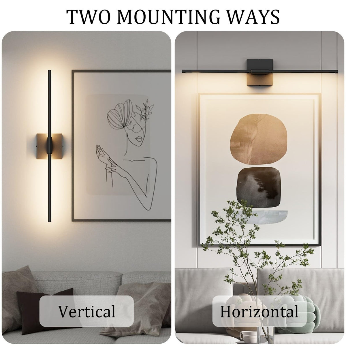28-Inch Modern Black LED Vanity Light Fixture Over Mirror with Remote Control