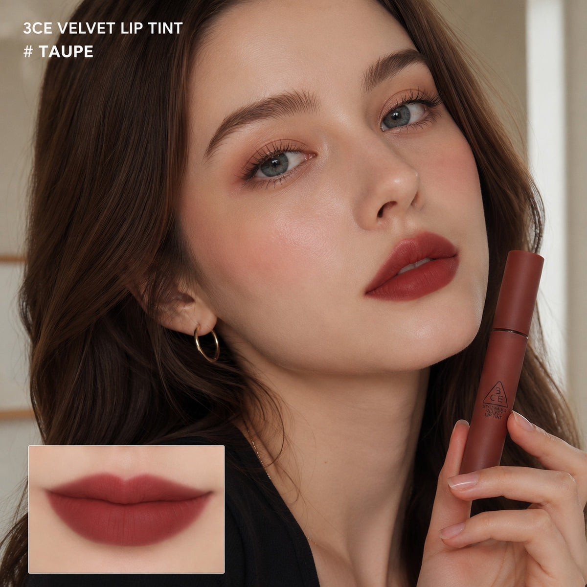 3CE Velvet Lip Tint Taupe Pack of 2 - Long Lasting Matte Lip Stains