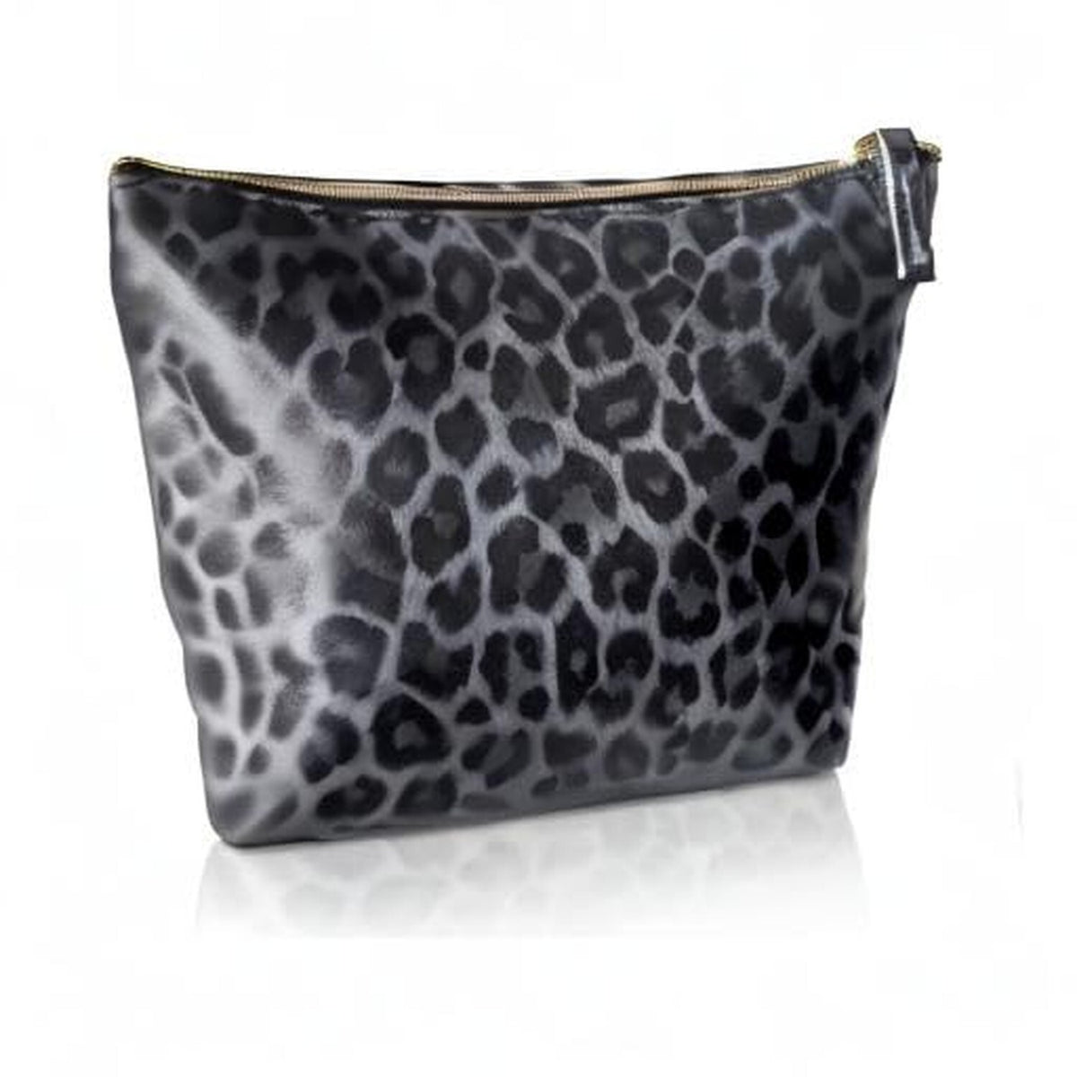 Vegan Leather Leopard Print Makeup Bag for Travel & Purse - Small Cosmetic Organizer