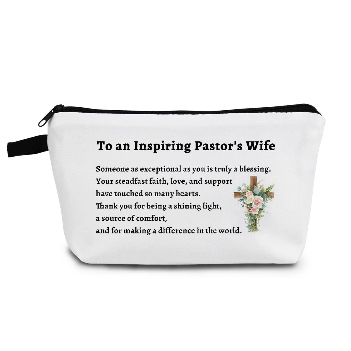 Christian Appreciation Gift Cross Floral Makeup Bag Small Organizer for Women