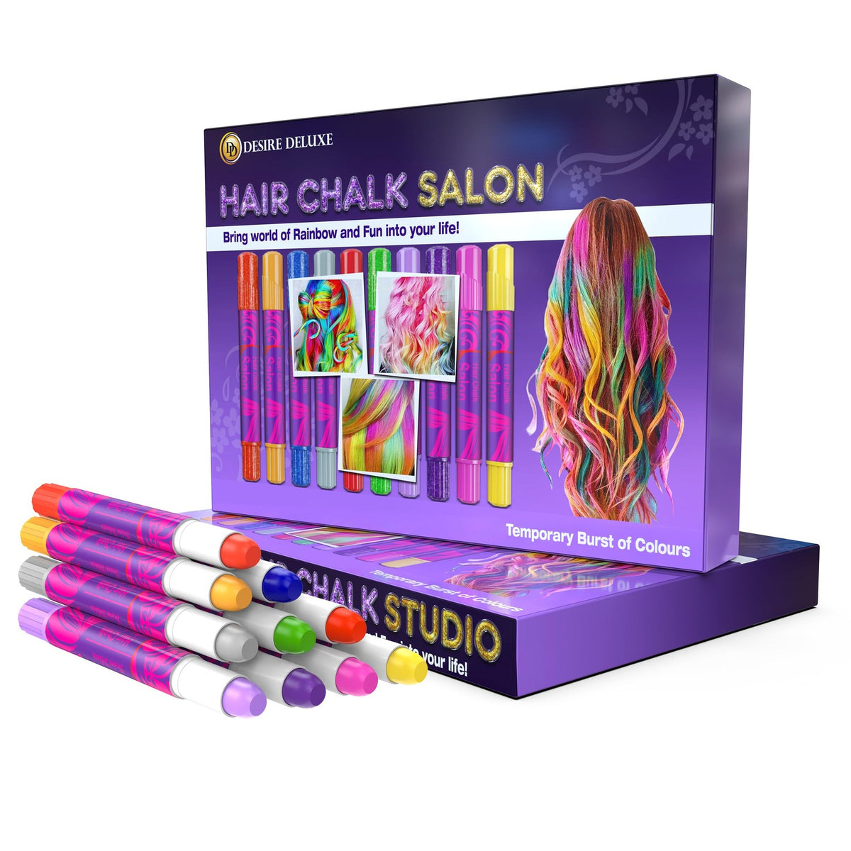 Hair Chalk Set - 10 Washable Colors for Kids