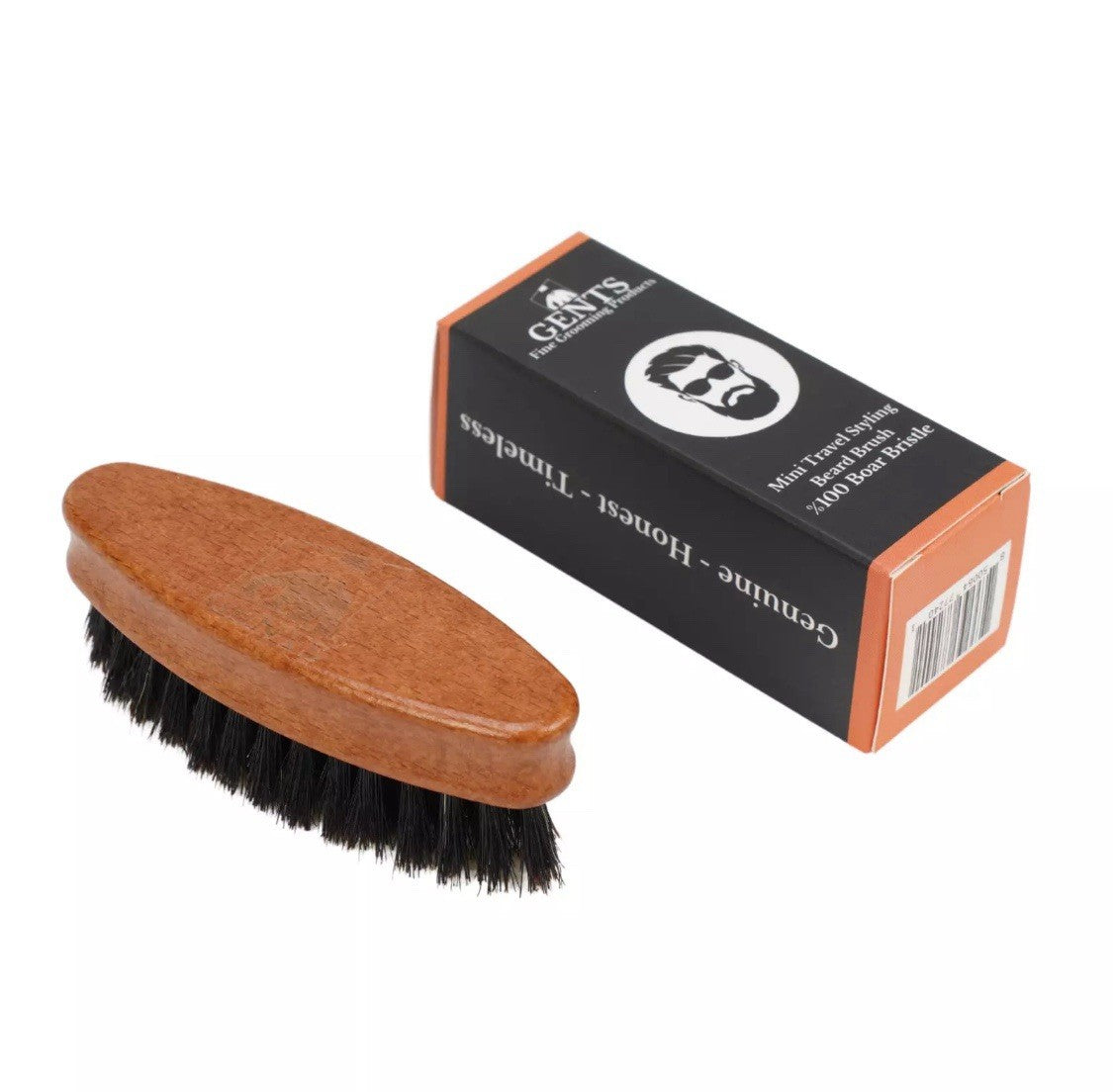 Wood Mini Travel Beard Brush with Boar Bristles and Wooden Handle