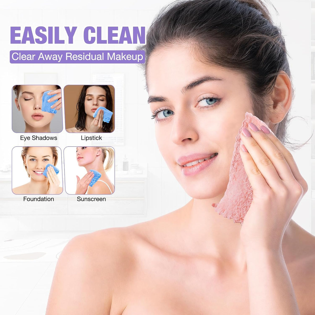 Reusable Makeup Remover Cloths 28 Pack - Soft Coral Velvet Facial Cleansing Pads
