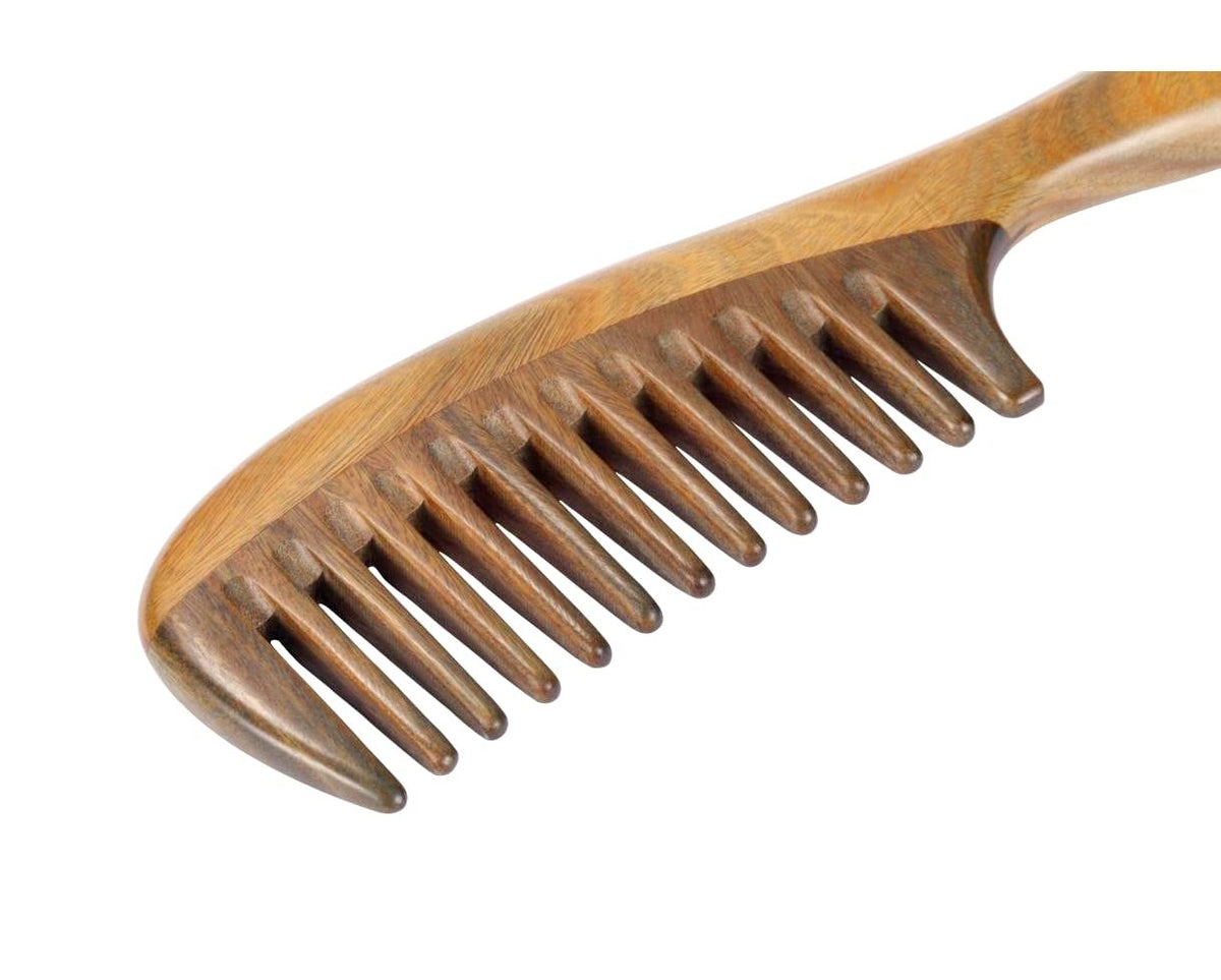 Wooden Wide Tooth Hair Comb for Curly Hair Detangling Sandalwood Anti-Static