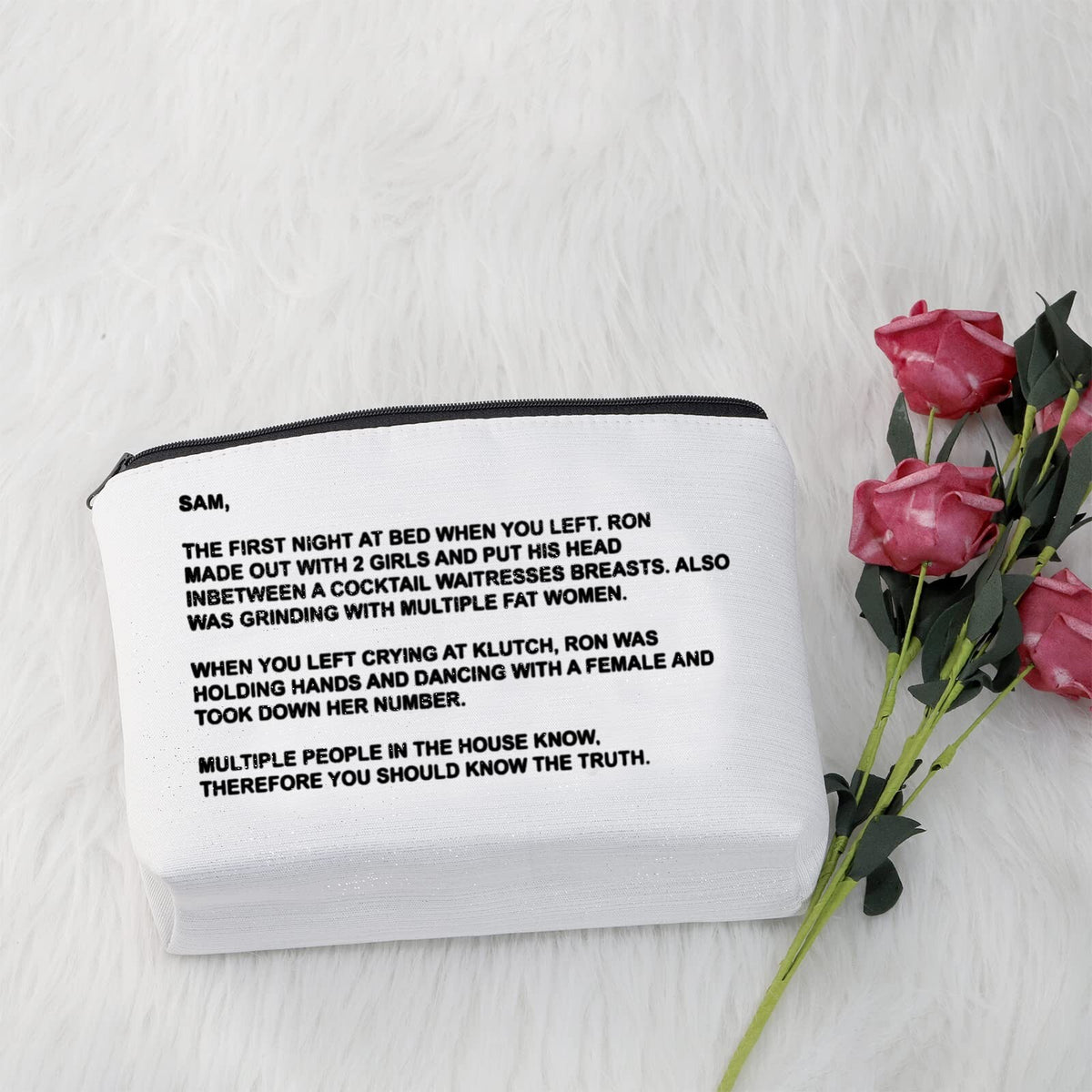 TV Series Inspired Makeup Bag - The Note to Sam Cosmetic Pouch, The Letter Gift