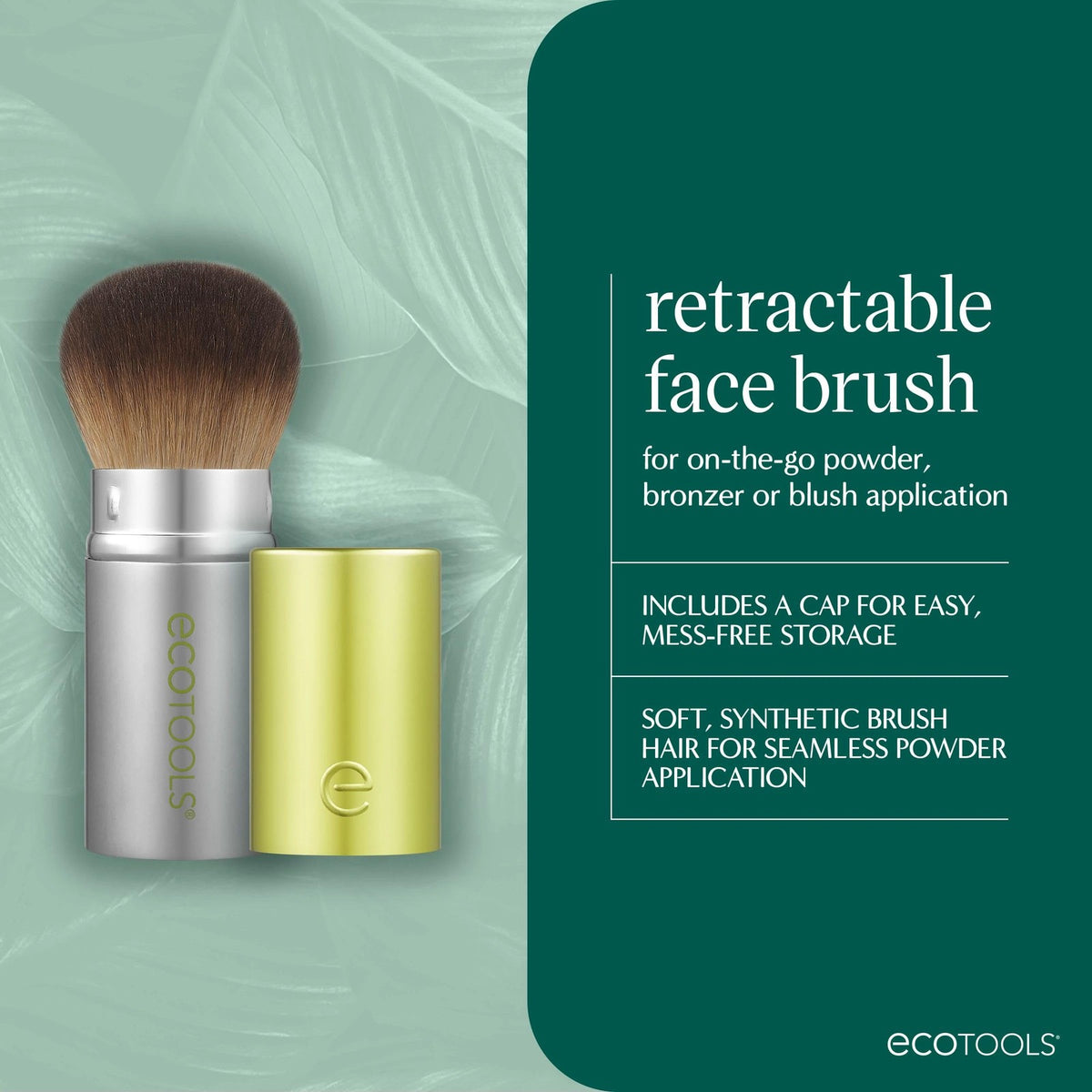 Retractable Kabuki Makeup Brush - Travel-Friendly, Eco-Friendly & Vegan