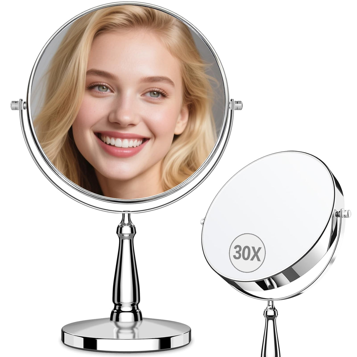 30X Magnifying Makeup Mirror - 7.6 Inch Double-Sided Vanity Mirror