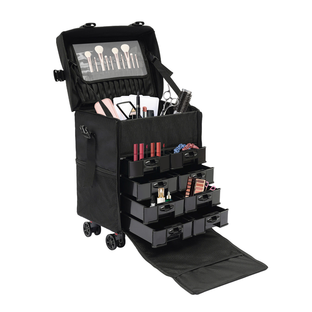 Professional Rolling Makeup Train Case with Drawers Travel Trolley