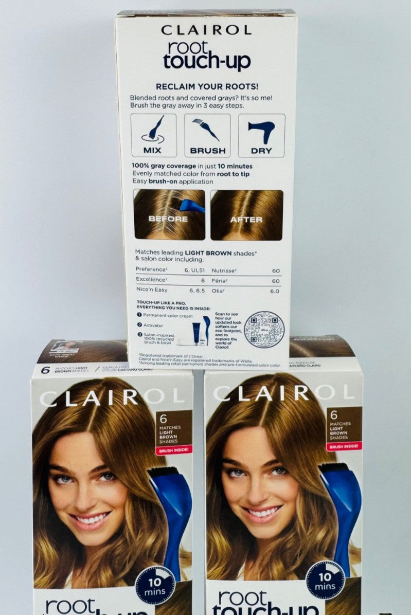 Root Touch-Up Permanent Hair Color #6 Light Brown - 6 Pack