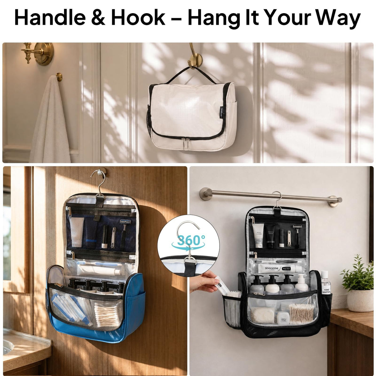 Waterproof Travel Hanging Toiletry & Makeup Organizer Bag for Women Men