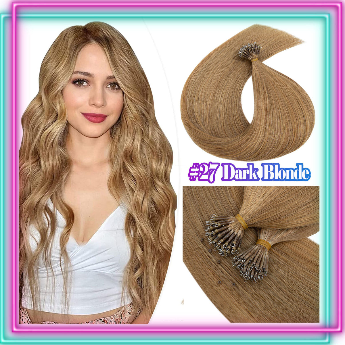 Nano Ring Hair Extensions 100% Human Remy Micro Loop Beads - Multiple Colors & Lengths
