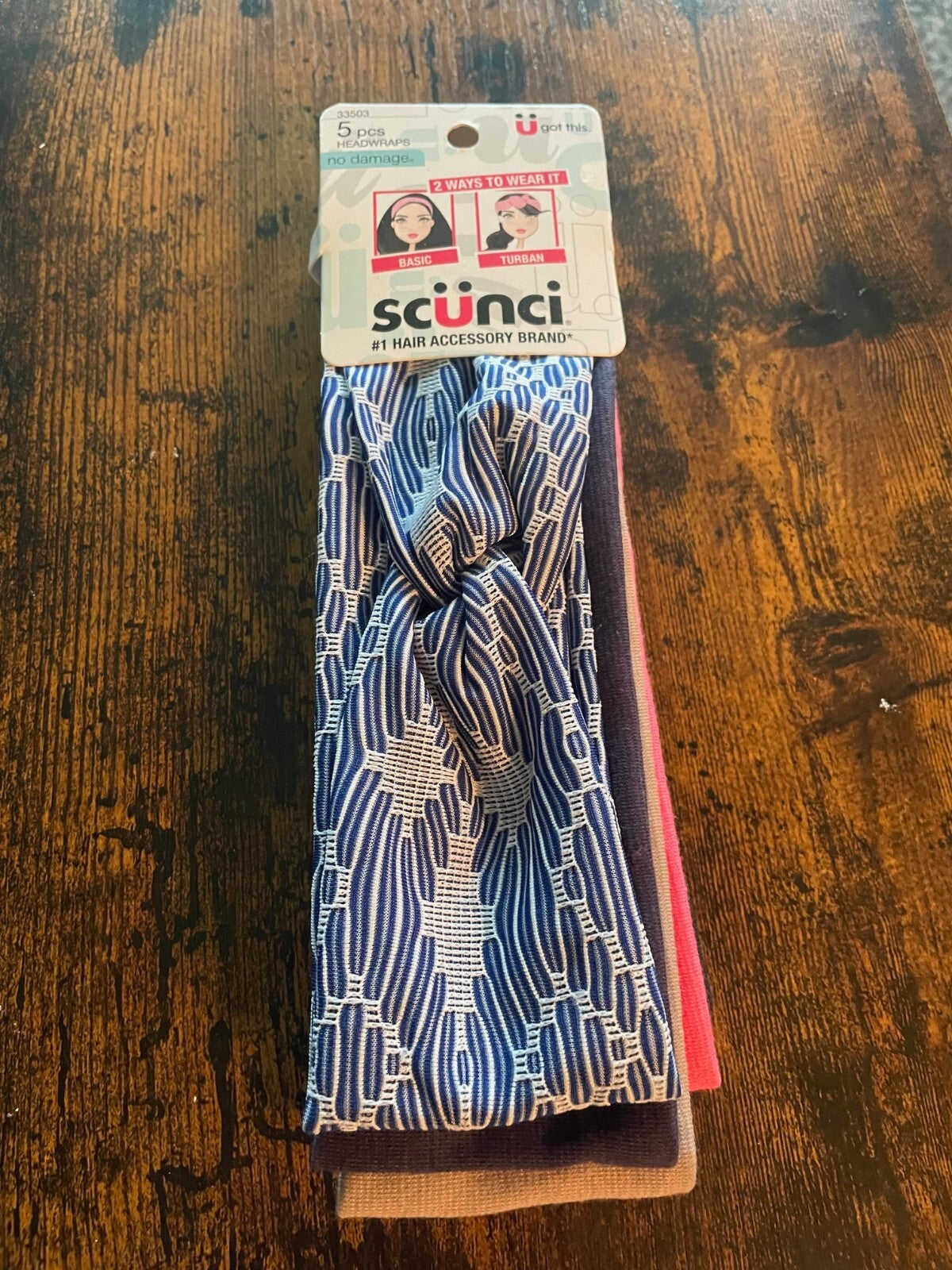 Scunci Basic & Turban No Damage Headwrap, Assorted Colors, 5 Ct NEW