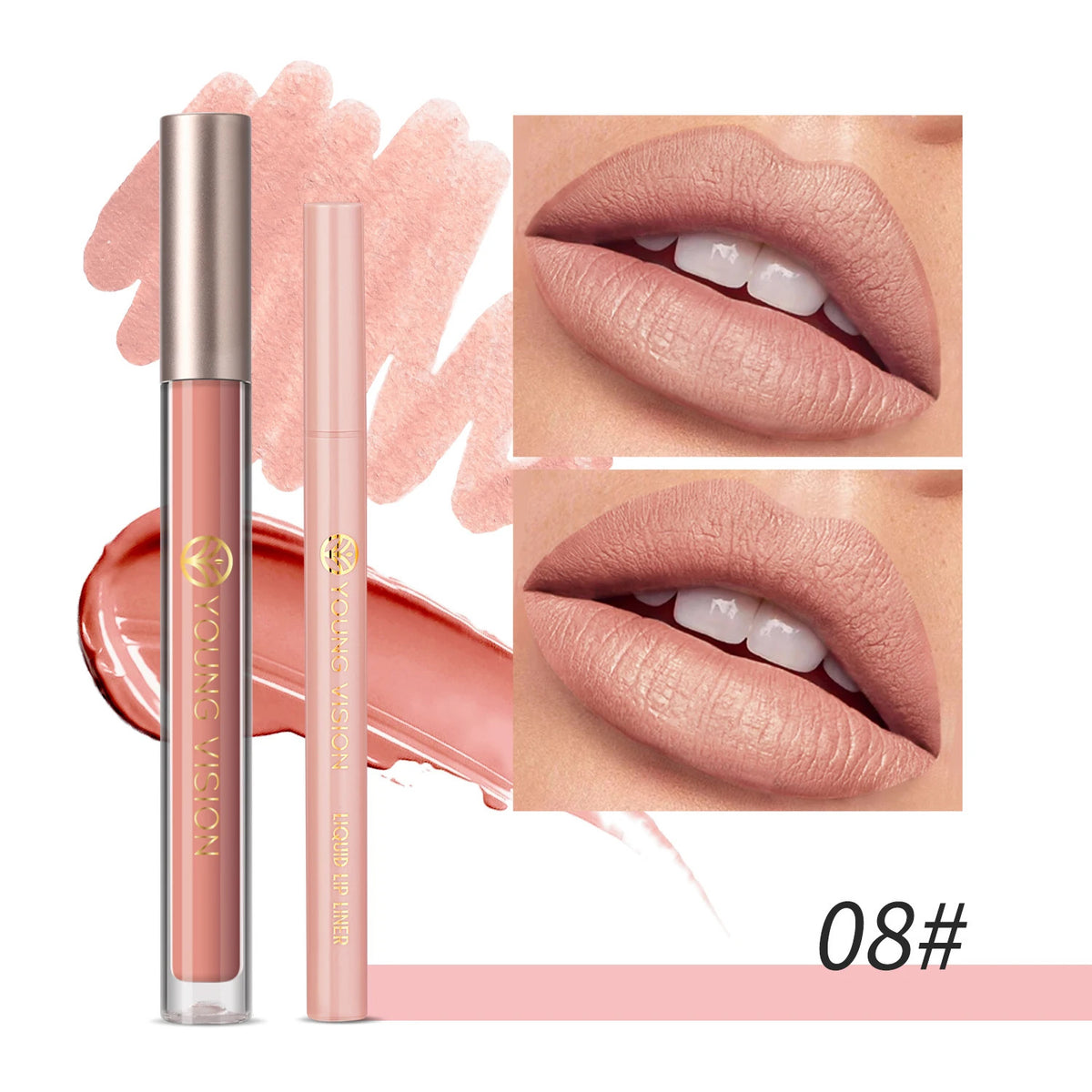 Waterproof Non-Stick Lip Gloss & Lip Liner Set - Moisturizing & Easy to Apply