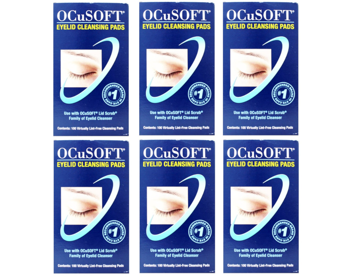 Eye Lid Cleansing Pads - Hypoallergenic, 100 Count, 6 Pack