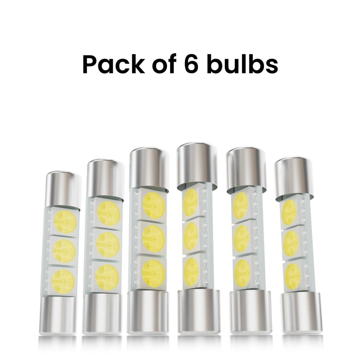 6 Pack 28mm & 29mm LED Car Vanity Mirror Lights - 6000K White Interior Bulbs