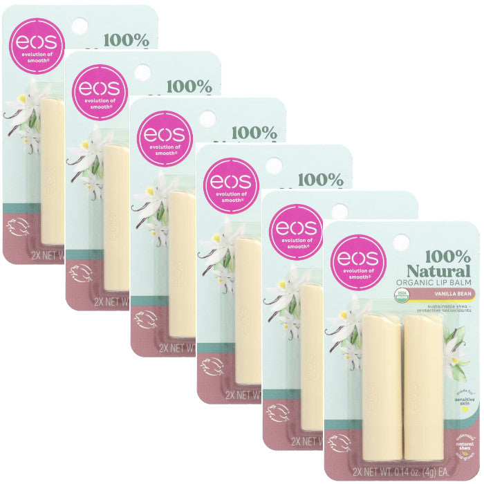 Natural Shea Lip Balm Vanilla Bean 6-Pack, Hydrating & Nourishing