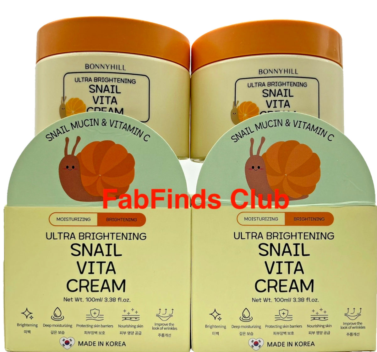 Korean Snail Vita Brightening Cream Set - 2x 3.38oz Ultra Glow