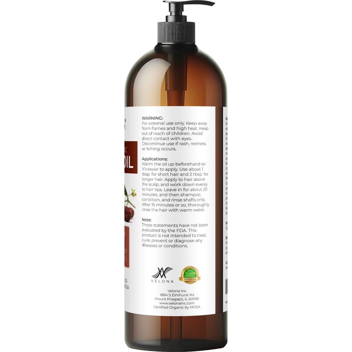 Organic Jojoba Oil - Cold Pressed, USDA Certified 32oz Natural Skin & Hair Care