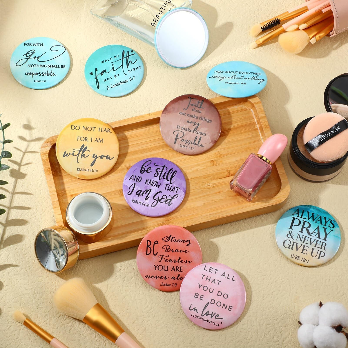 Mini Christian Compact Mirrors Set - Inspirational Bible Verse Pocket Mirrors