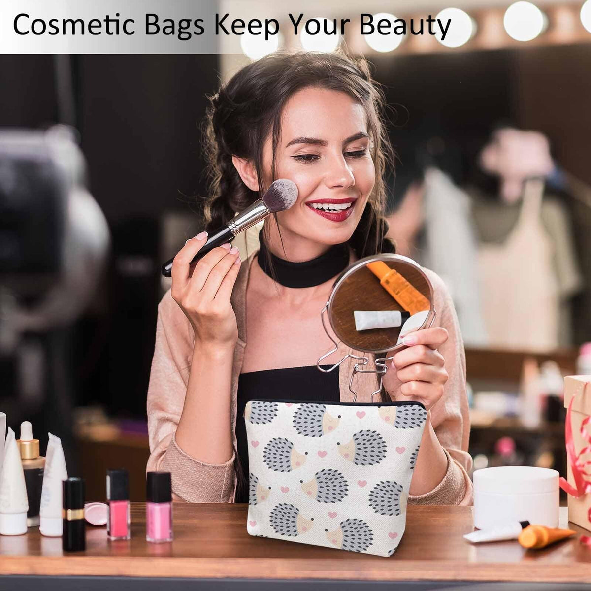Hedgehog Makeup Organizer Bag - Large Capacity Travel Cosmetic Bag for Men Women