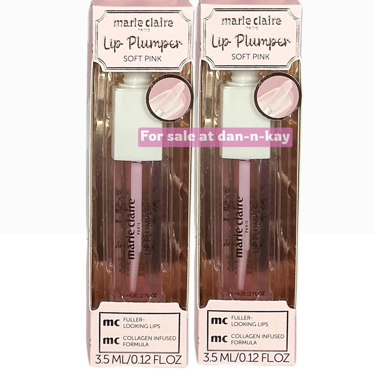 Lip Plumper Set - Collagen Infused Soft Pink for Fuller Lips - 2 Pack