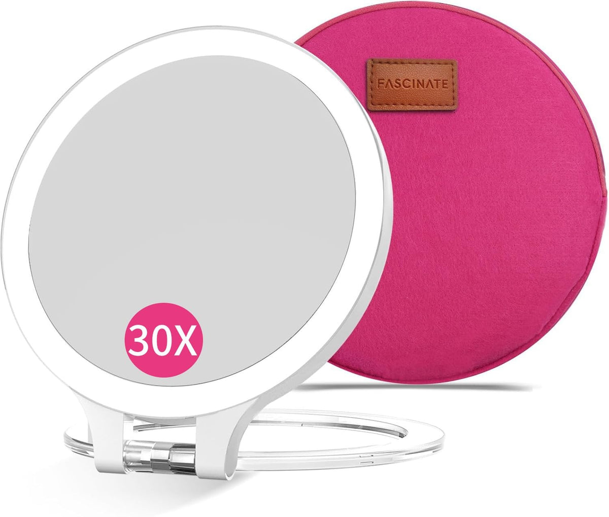 Rechargeable 30X Double Sided LED Makeup Vanity Mirror with 3 Light Modes