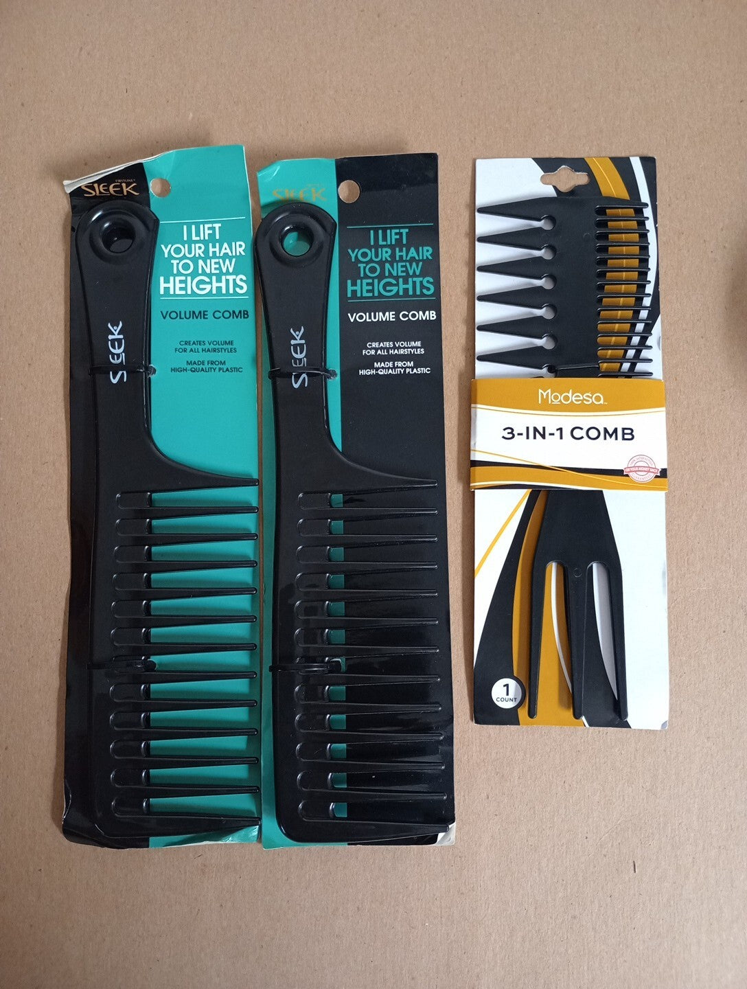 3-Pack Hair Volume Comb for Lift and Styling - Sleek Hair Tool Set