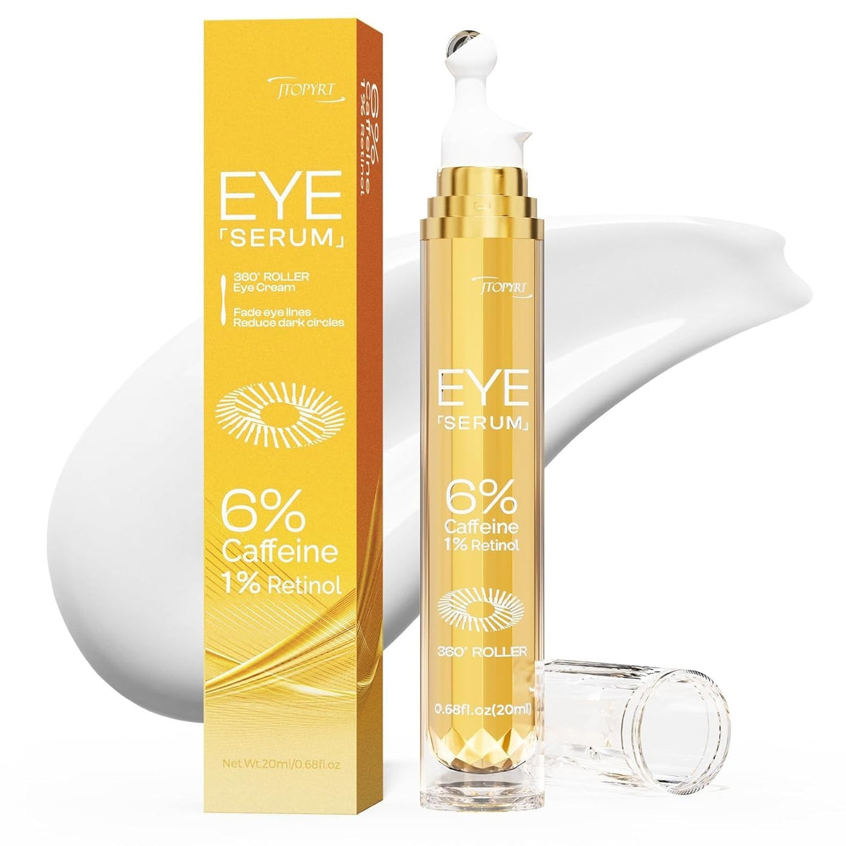 Caffeine Eye Cream with Massage Roller - Brighten & Reduce Puffiness, 20ml