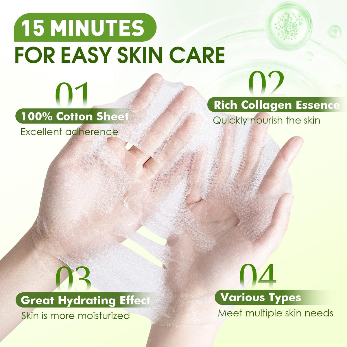 Collagen Sheet Face Masks - 27 Pack, 9 Types