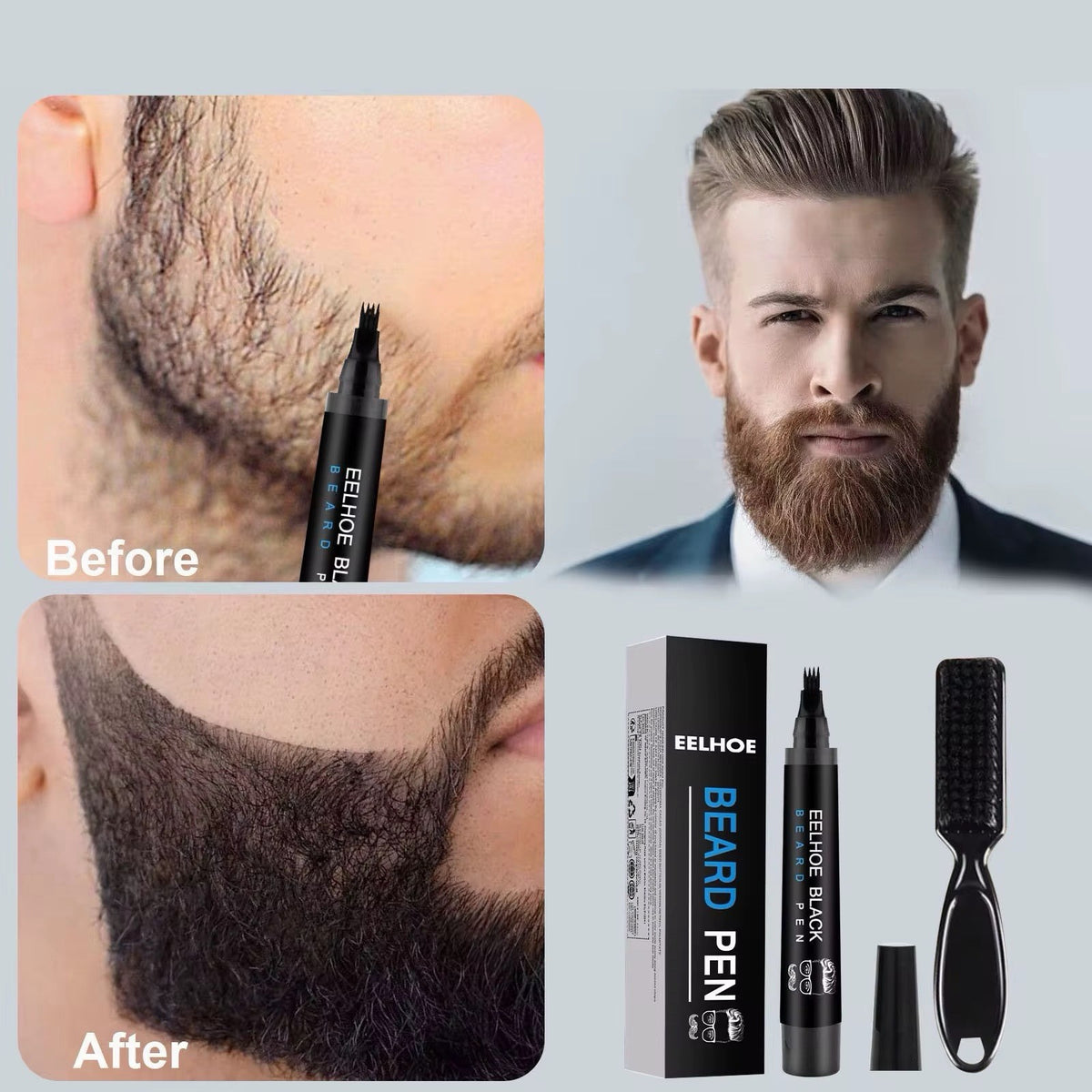 Beard Filler Pen Pencil - Waterproof Eyebrow & Mustache