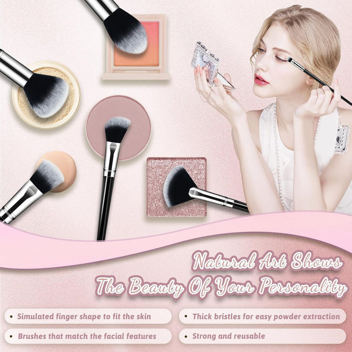 Premium Synthetic Makeup Brush Set 14 Pcs - Travel Friendly Face & Eye Brushes