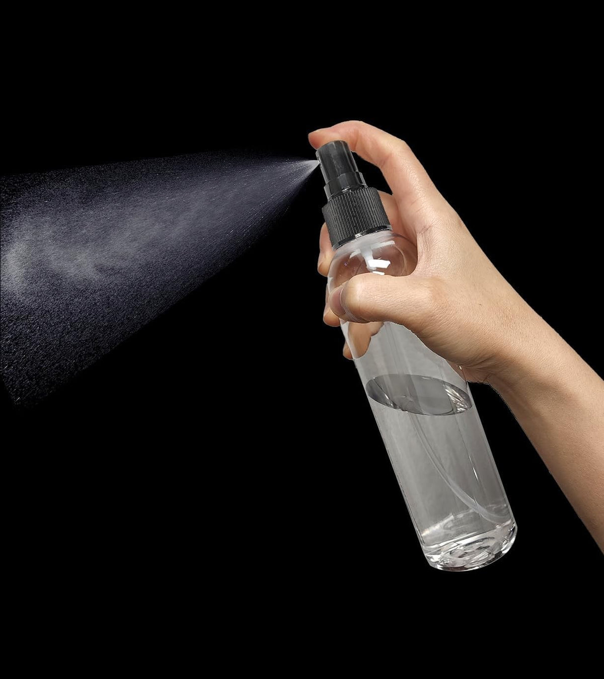 8 oz Clear Plastic Spray Bottle with Black Fine Mist Sprayer for Personal Care and Cleaning