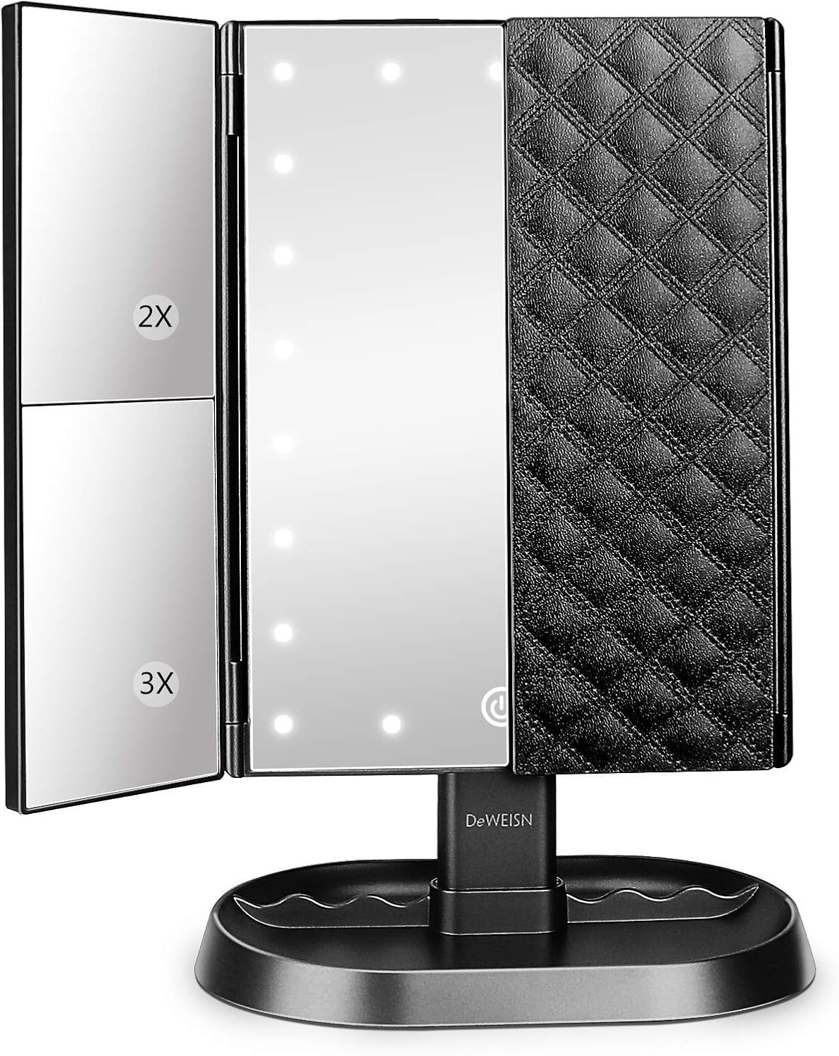 Lighted Makeup Mirror with 21 LED Lights, 3X Magnification, Touch Control