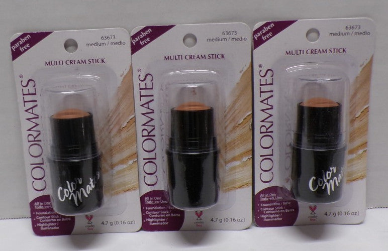 ColorMates Multi Cream Stick Medium 63673 - Pack of 3, 0.16 Oz Each