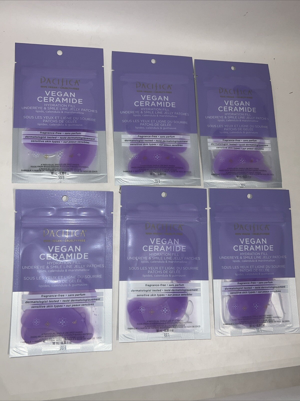 Pacifica Vegan Ceramide Undereye Jelly Patches for Smile Lines - 6 Pack