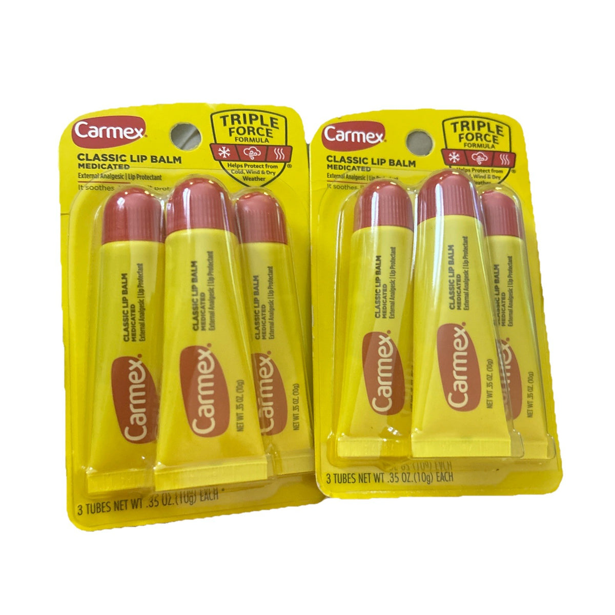 Classic Lip Balm 3 Tube Pack - 2 Bundle for Soft, Hydrated Lips