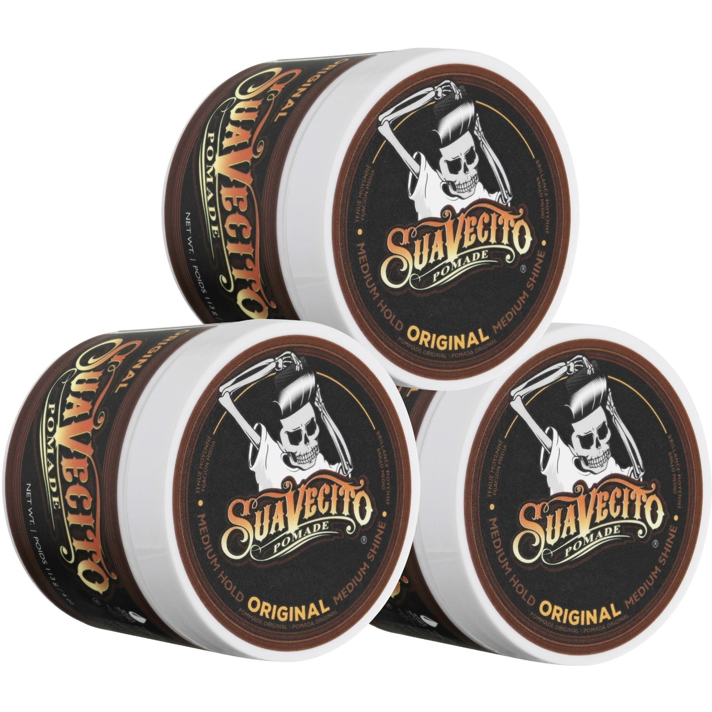 Suavecito Original Hold Pomade 3 Pack - Water-Based Hair Styling Gel