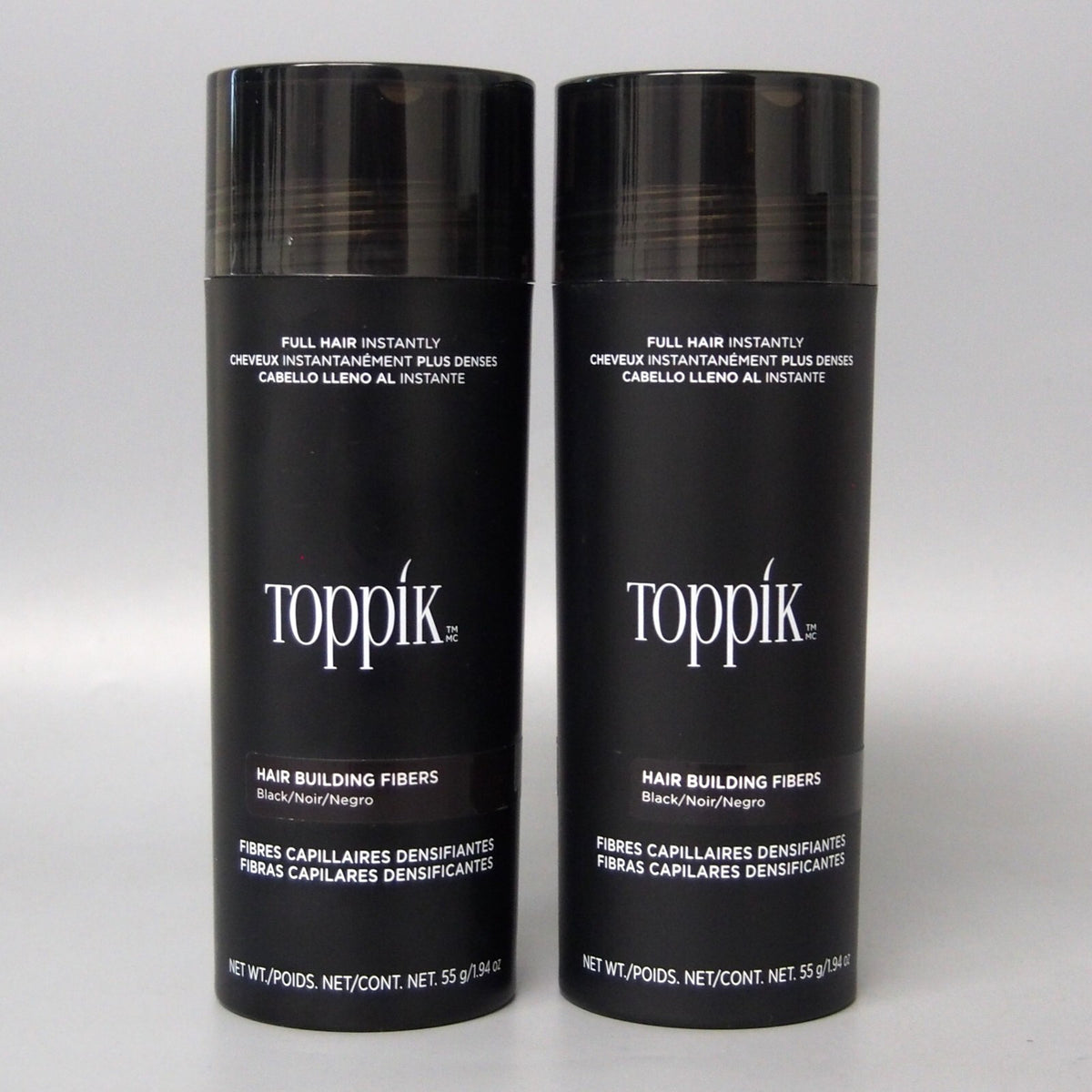 Hair Building Fibers Black 55g - Keratin Hair Thickener Set of 2