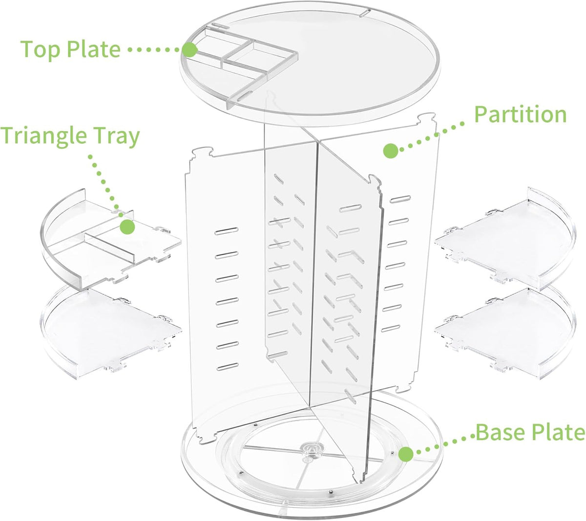 360° Rotating Makeup Organizer with Adjustable Compartments & Spinning Storage Shelf