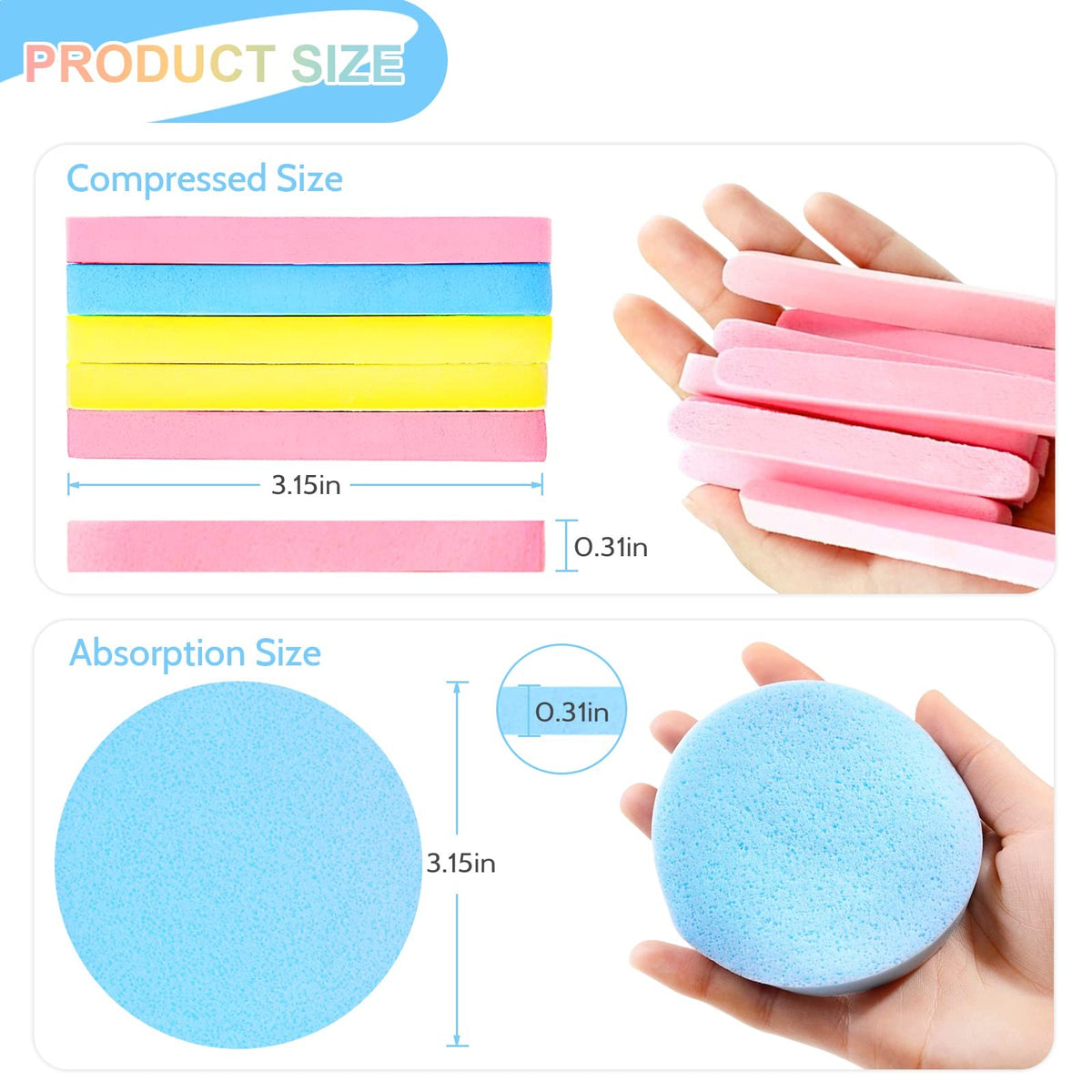 120 Pack Facial Cleansing Sponges - Reusable PVA Makeup Removal Pads